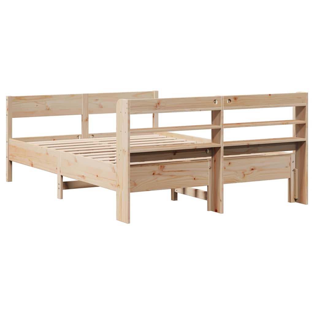 Bed Frame without Mattress 135x190 cm Solid Wood Pine