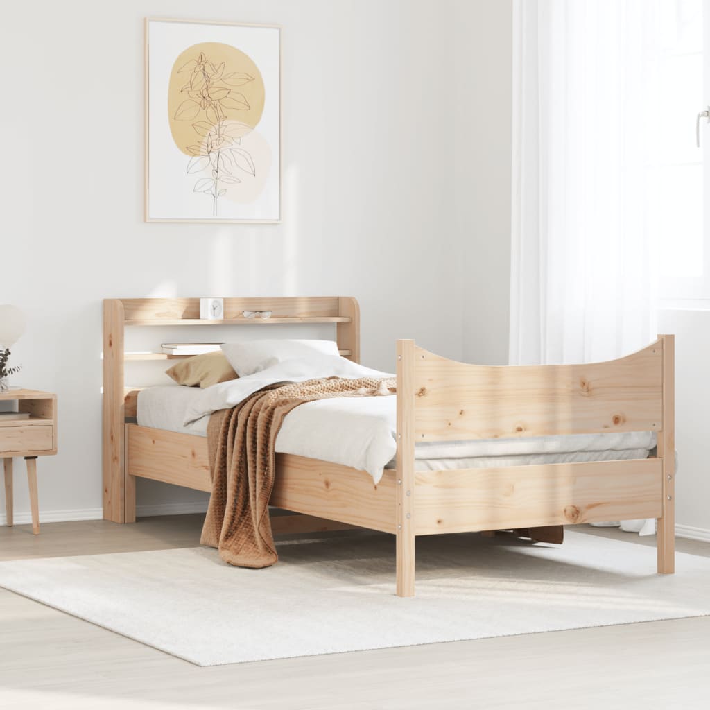 Bed Frame with Headboard 90x190 cm Solid Wood Pine
