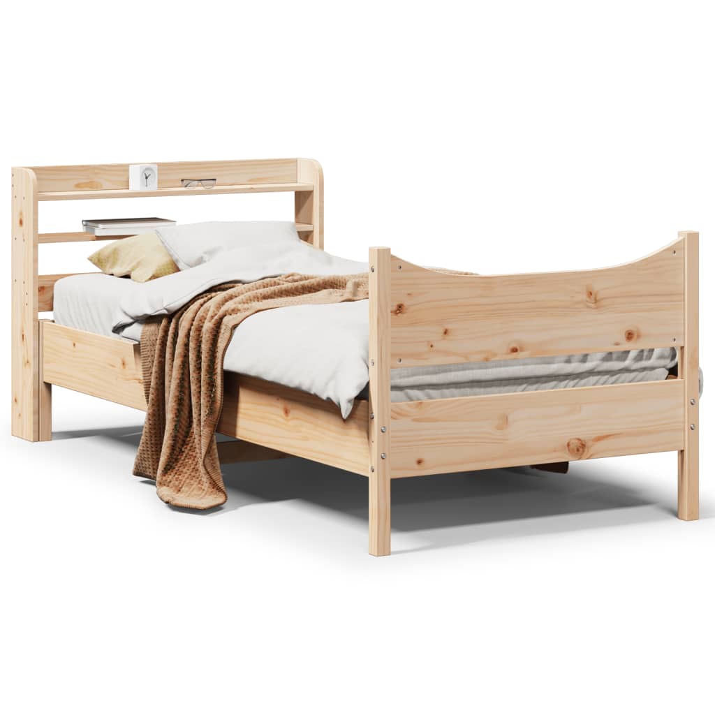 Bed Frame with Headboard 90x190 cm Solid Wood Pine