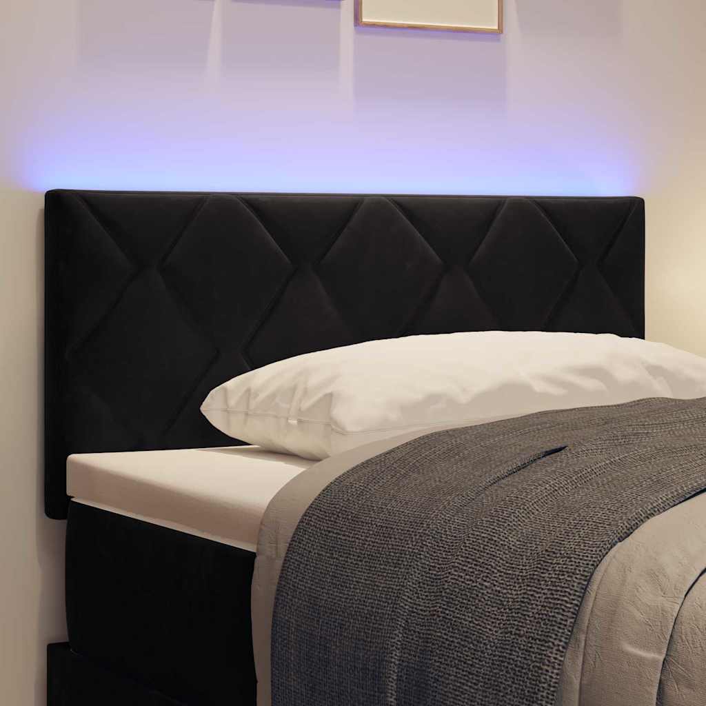 LED Headboard Black 100 cm Velvet