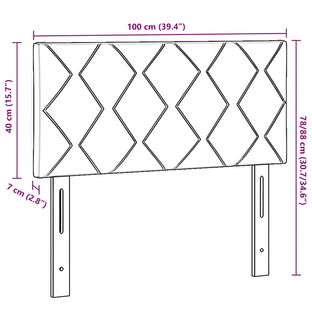 LED Headboard Black 100 cm Velvet