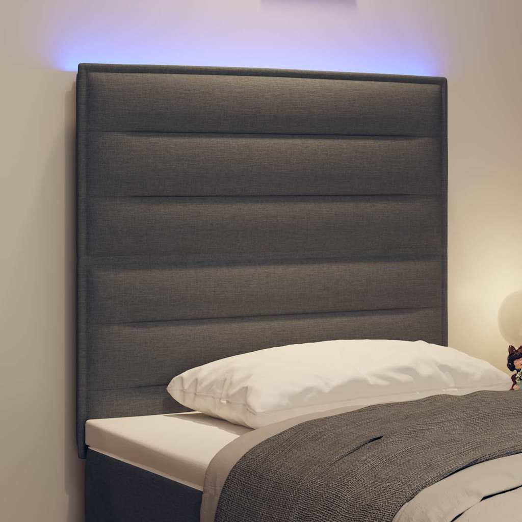 LED Headboard with LED Strip Lights Dark Grey 80 cm Fabric