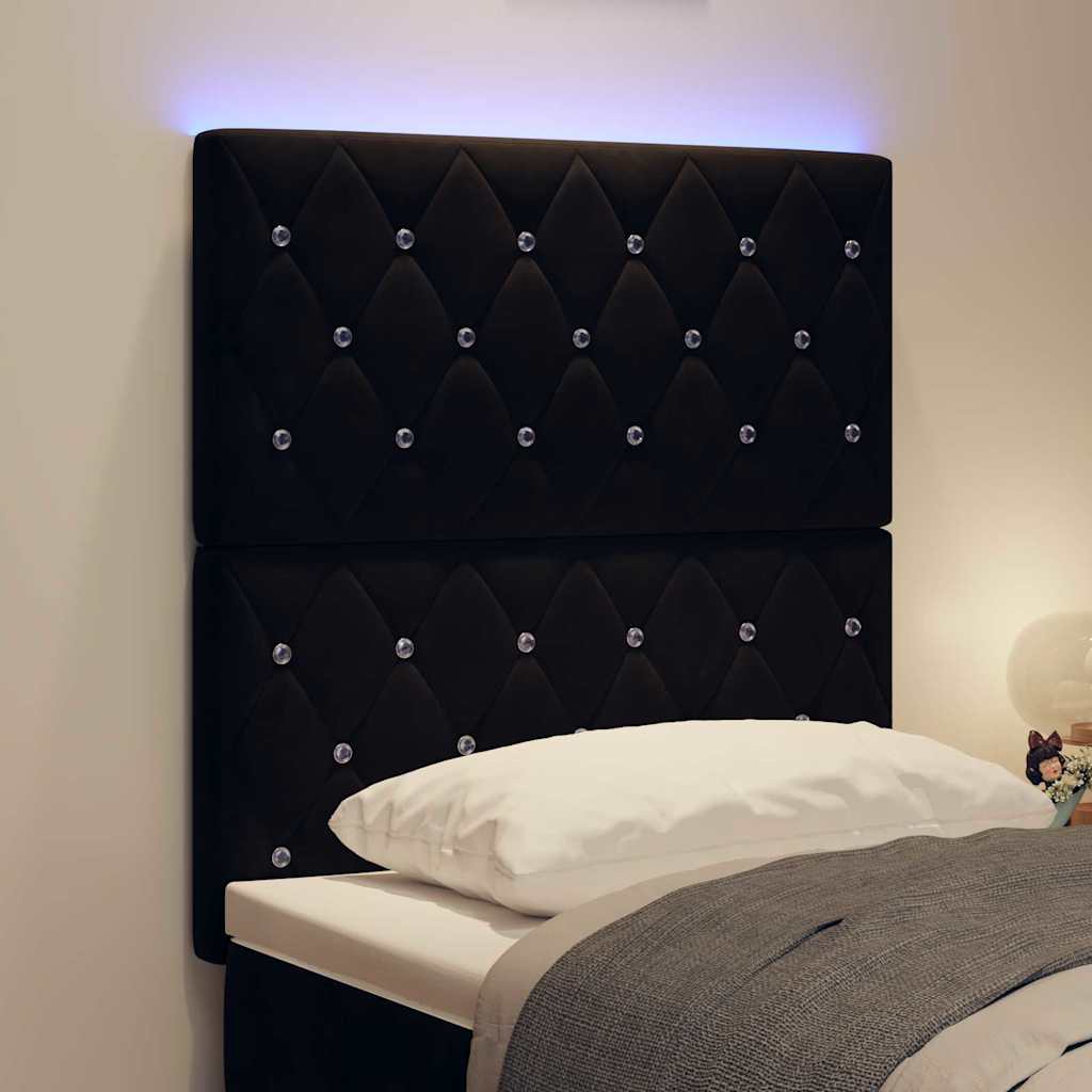 LED Headboard with LED Strip Lights Manual Black 80 cm Velvet