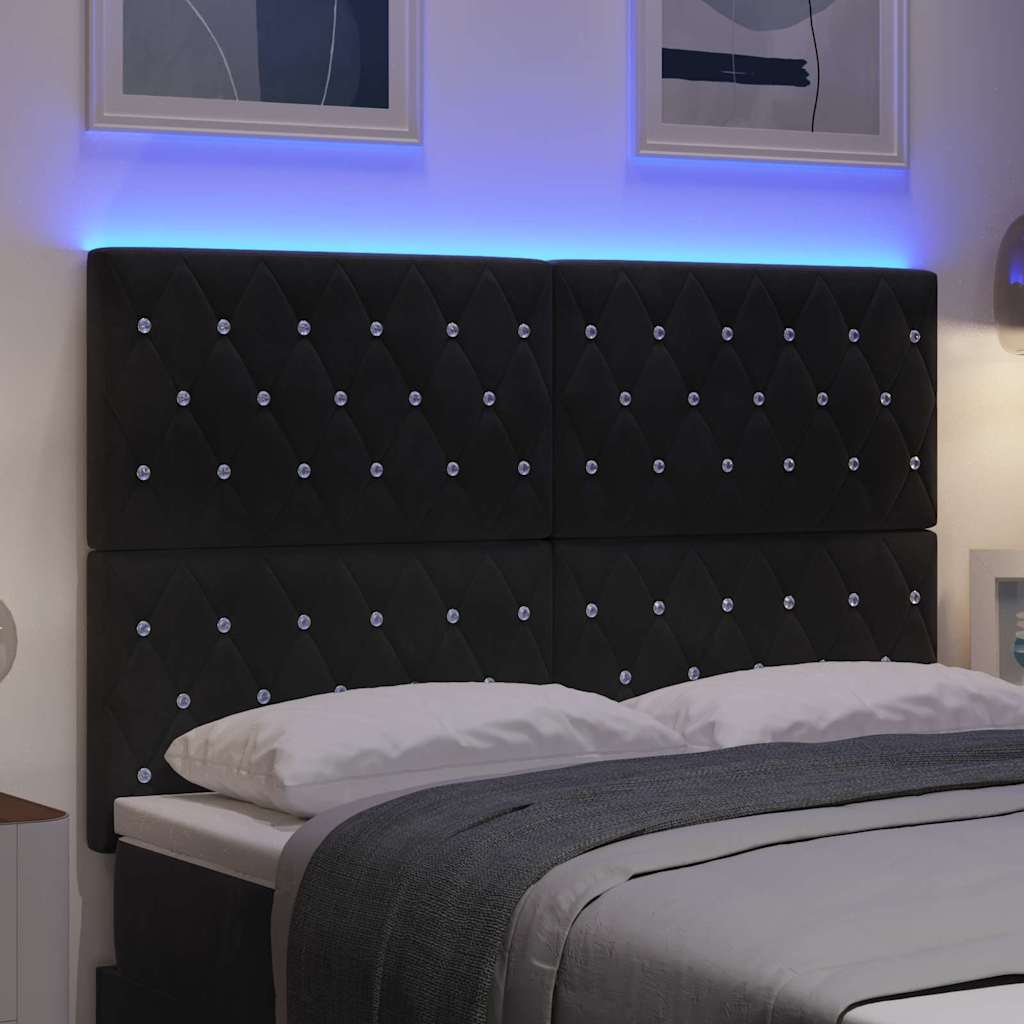 LED Headboard with LED Strip Lights Manual Black 160 cm Velvet