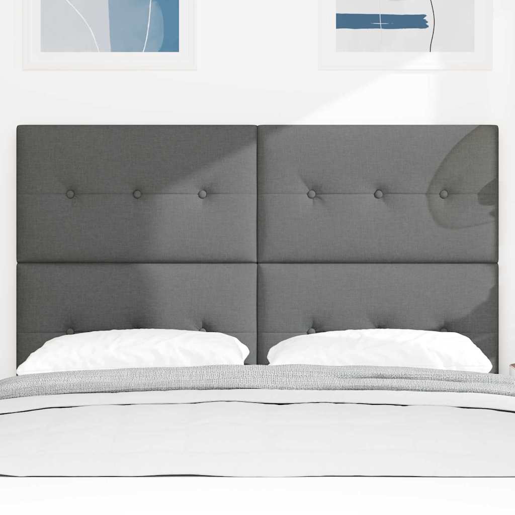 LED Headboard with LED Strip Lights Dark Grey 144 cm Fabric