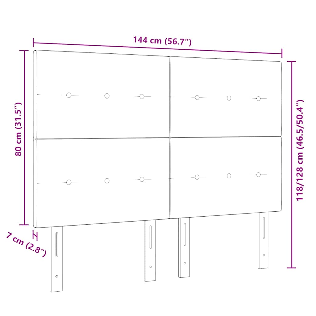 LED Headboard with LED Strip Lights Dark Grey 144 cm Fabric