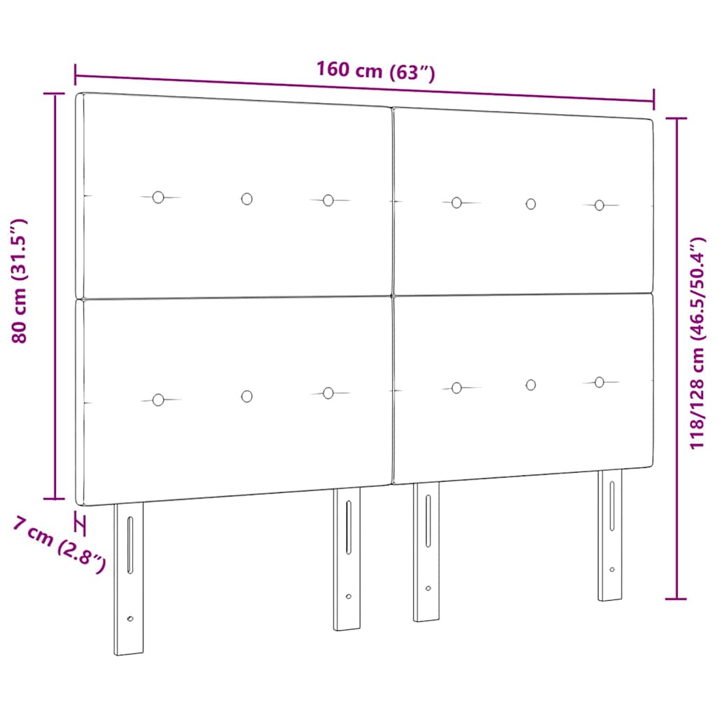 LED Headboard with LED Strip Lights Dark Grey 160 cm Polyester