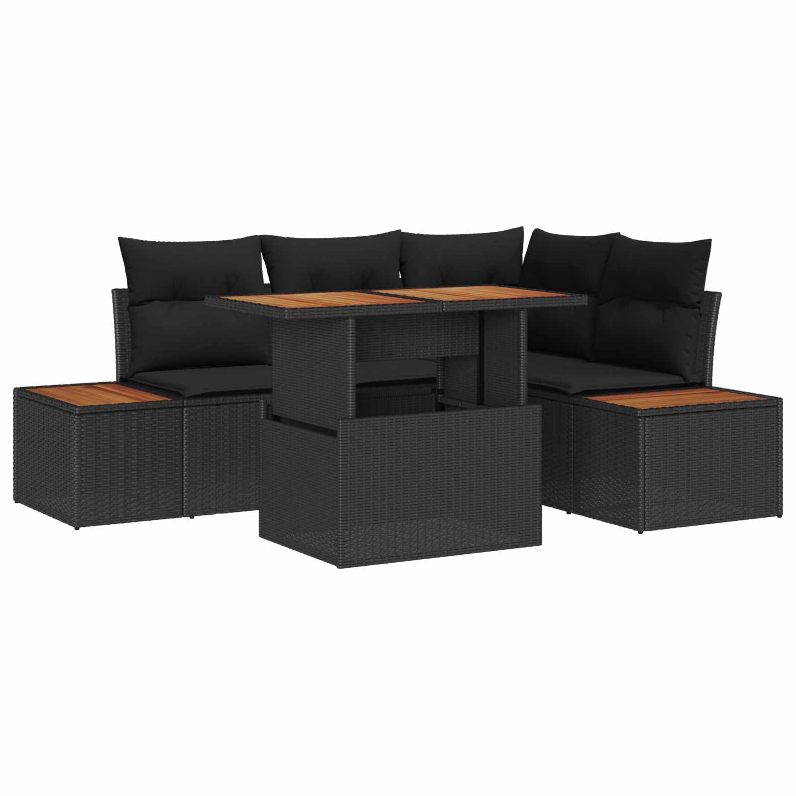 Garden Dining Set with Cushion 5 pcs Black and Brown