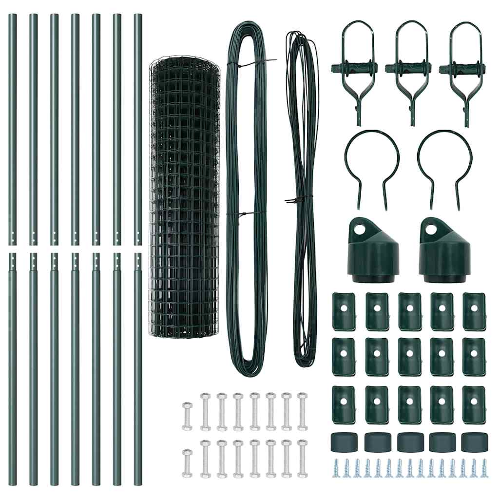 Fence with Post Green 1 x 10 m Steel