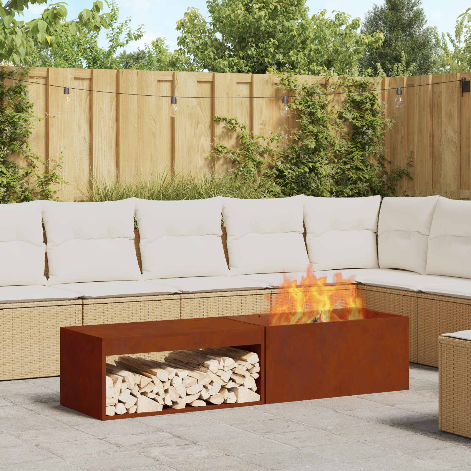 Fire Bowl Rusty 160 x 45 x 35 cm Weathering Steel