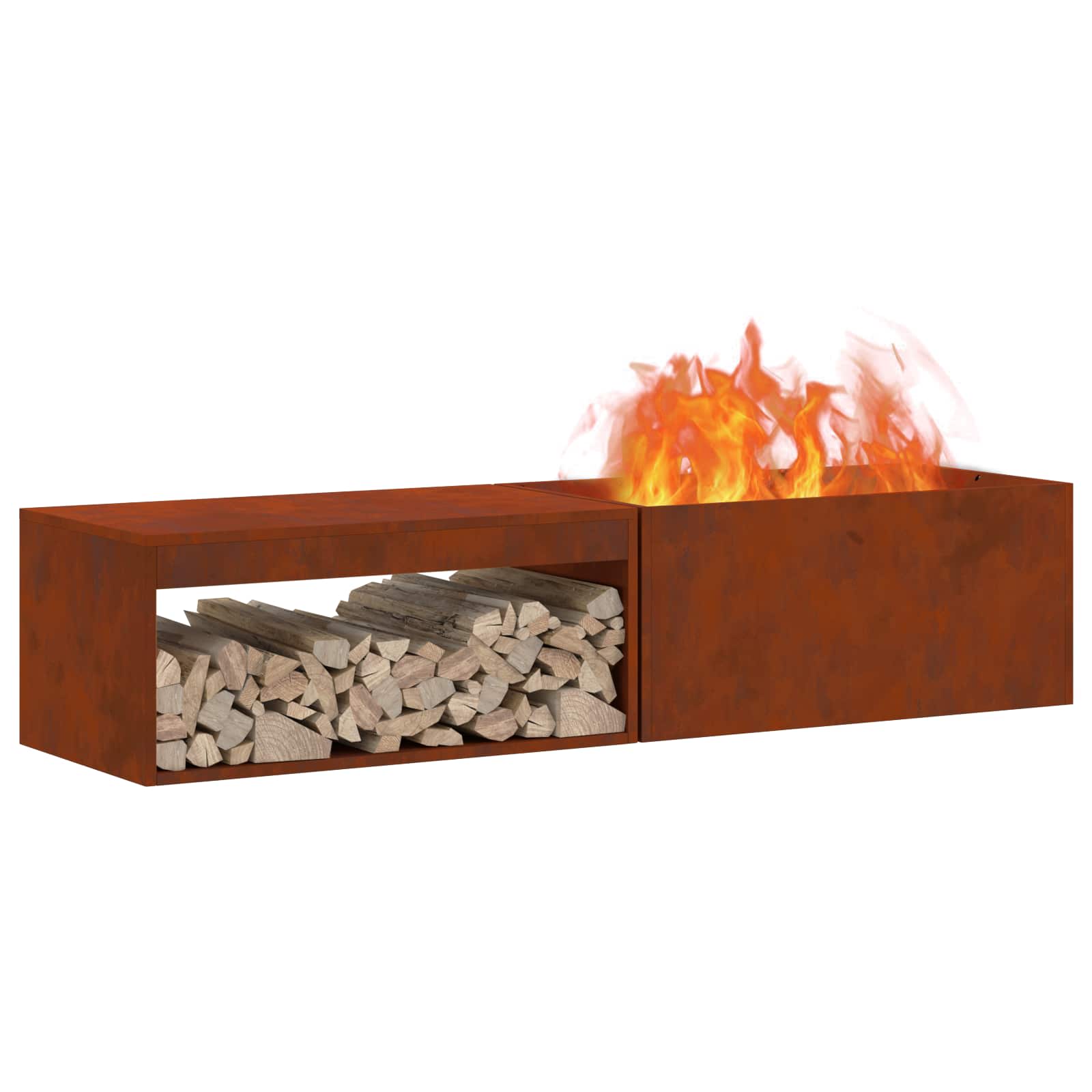Fire Pit Brown 160 x 45 x 35 cm Steel