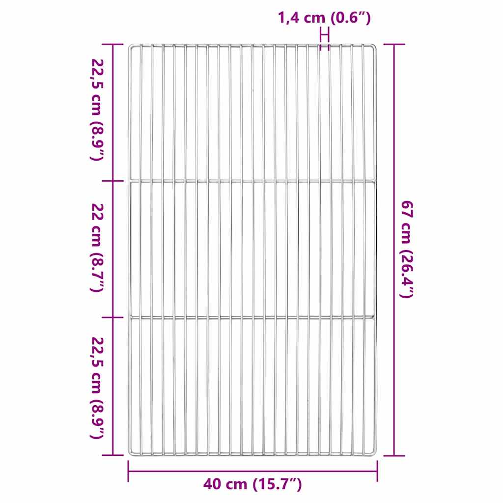 Grill Grate 67 x 40 cm Stainless Steel Silver
