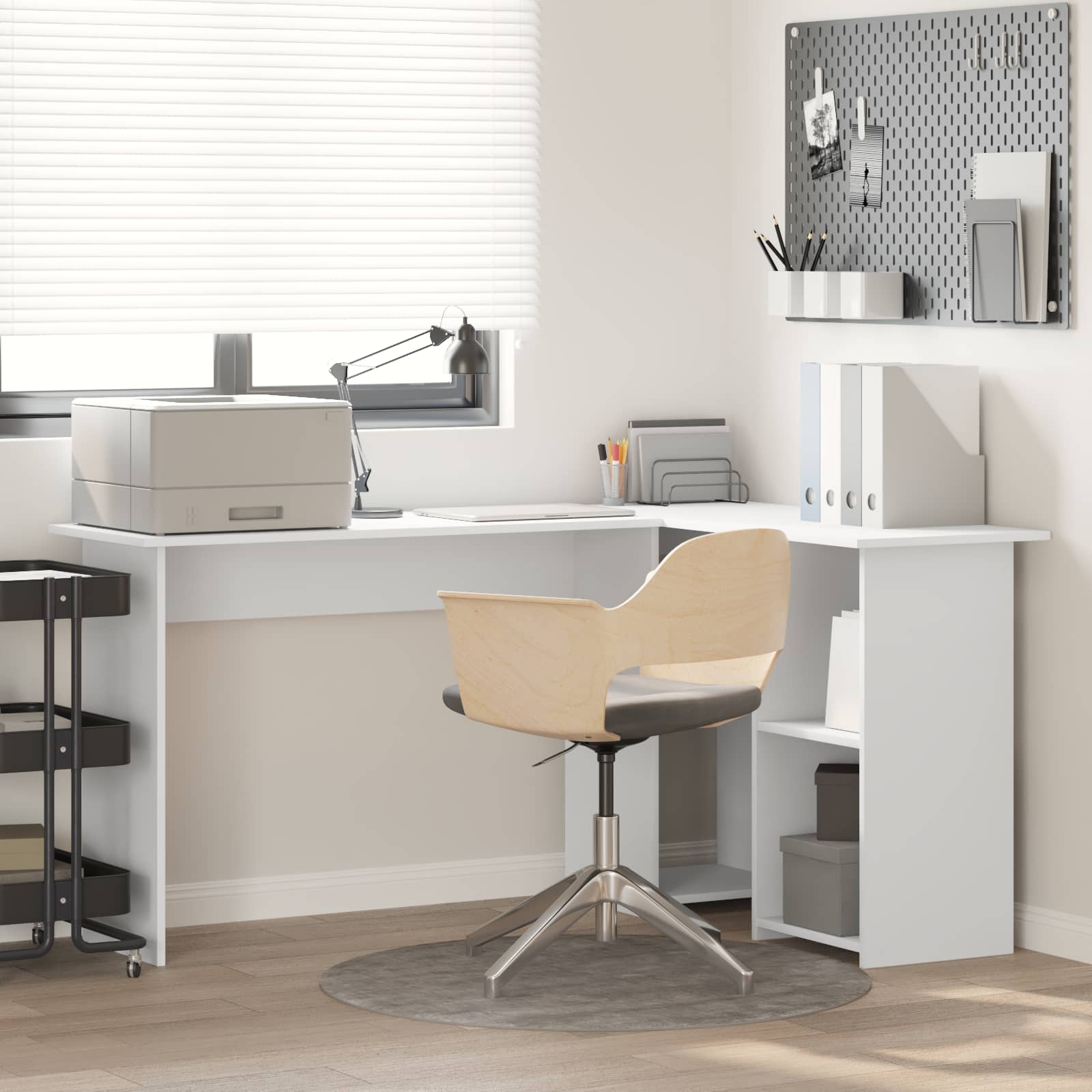 Desk White 142 x 102 x 73 cm Engineered Wood