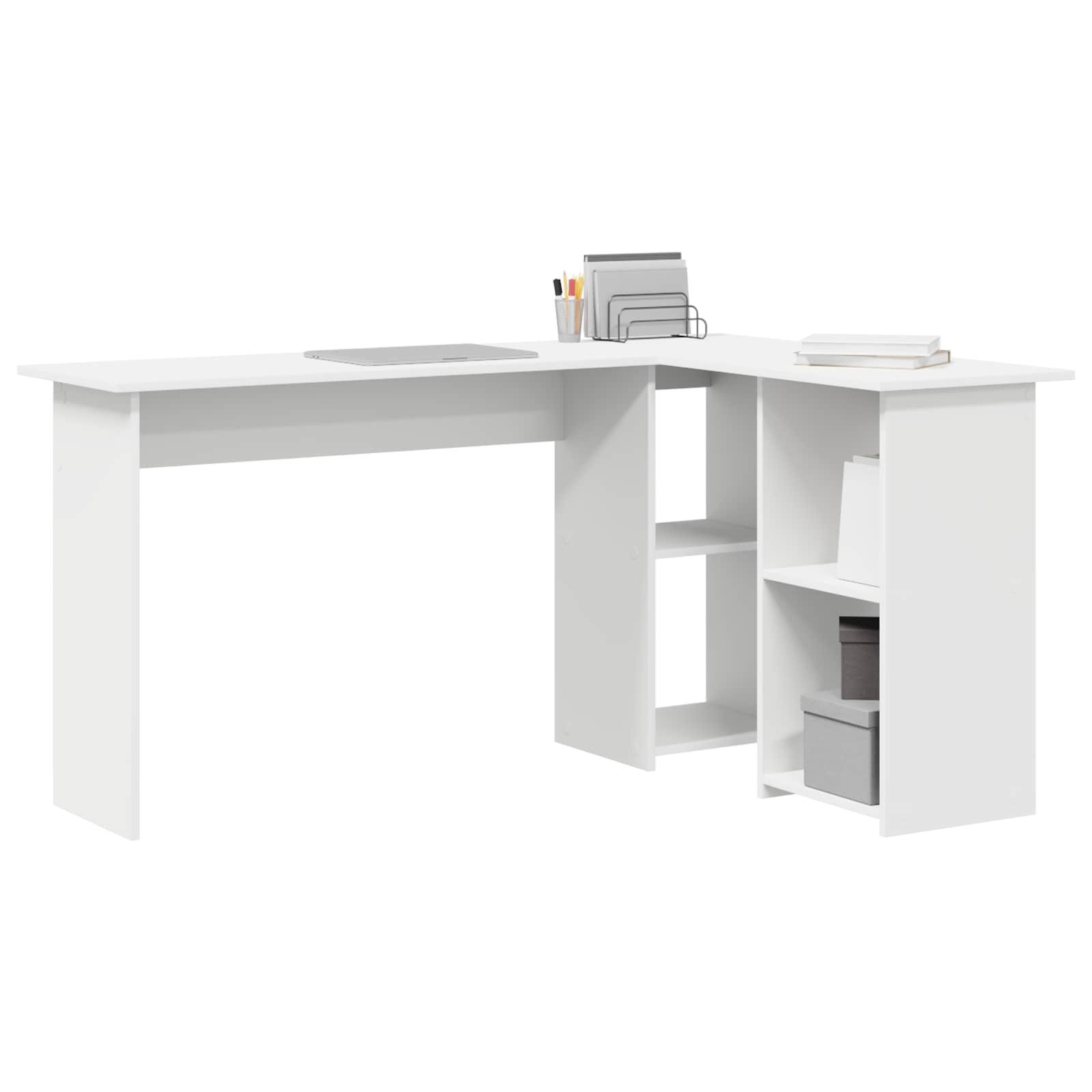 Desk White Engineered Wood 142 x 102 x 73 cm