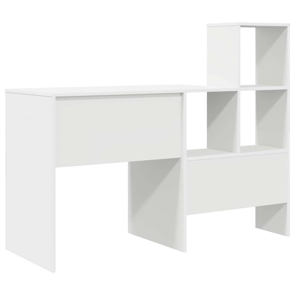 Desk with Shelf White 131,5 x 50 x 106,5 cm Engineered Wood