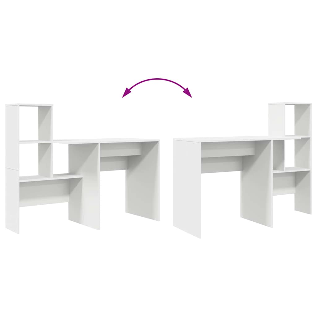 Desk with Shelf White 131,5 x 50 x 106,5 cm Engineered Wood