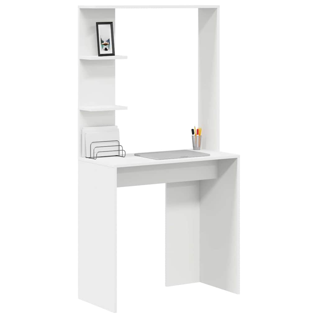 Desk with Shelf White 78,5 x 37 x 154,5 cm Engineered Wood