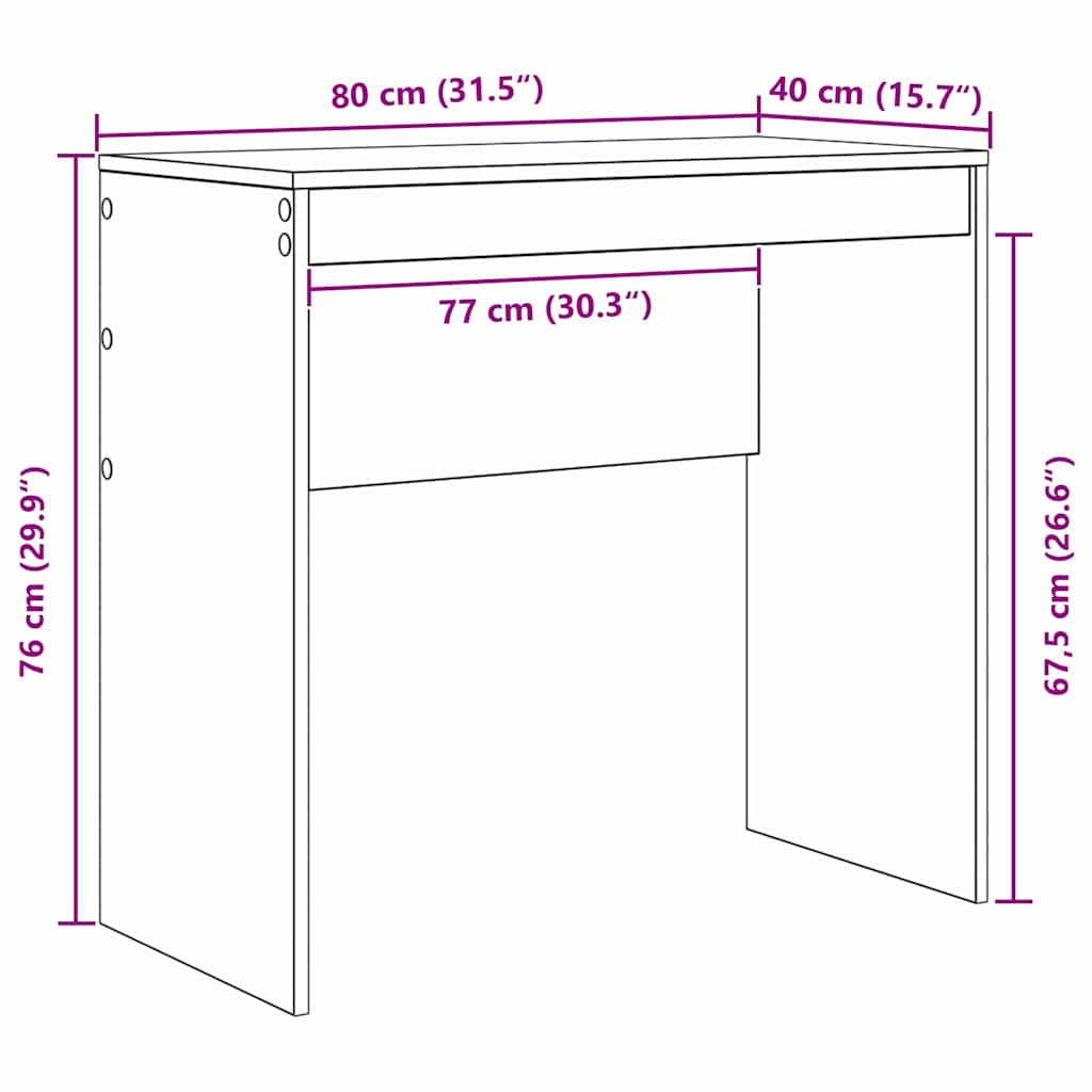 Desk White 80 x 40 x 76 cm