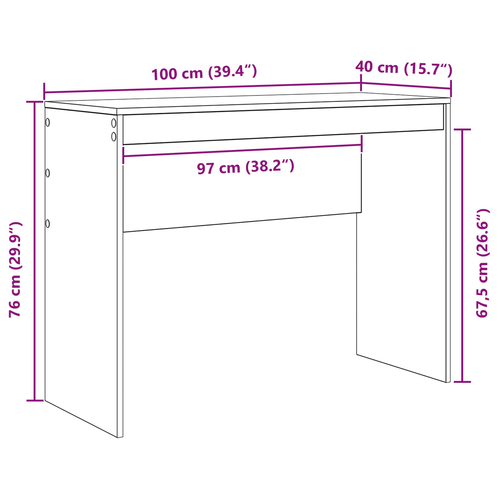 Desk White 100 x 40 x 76 cm