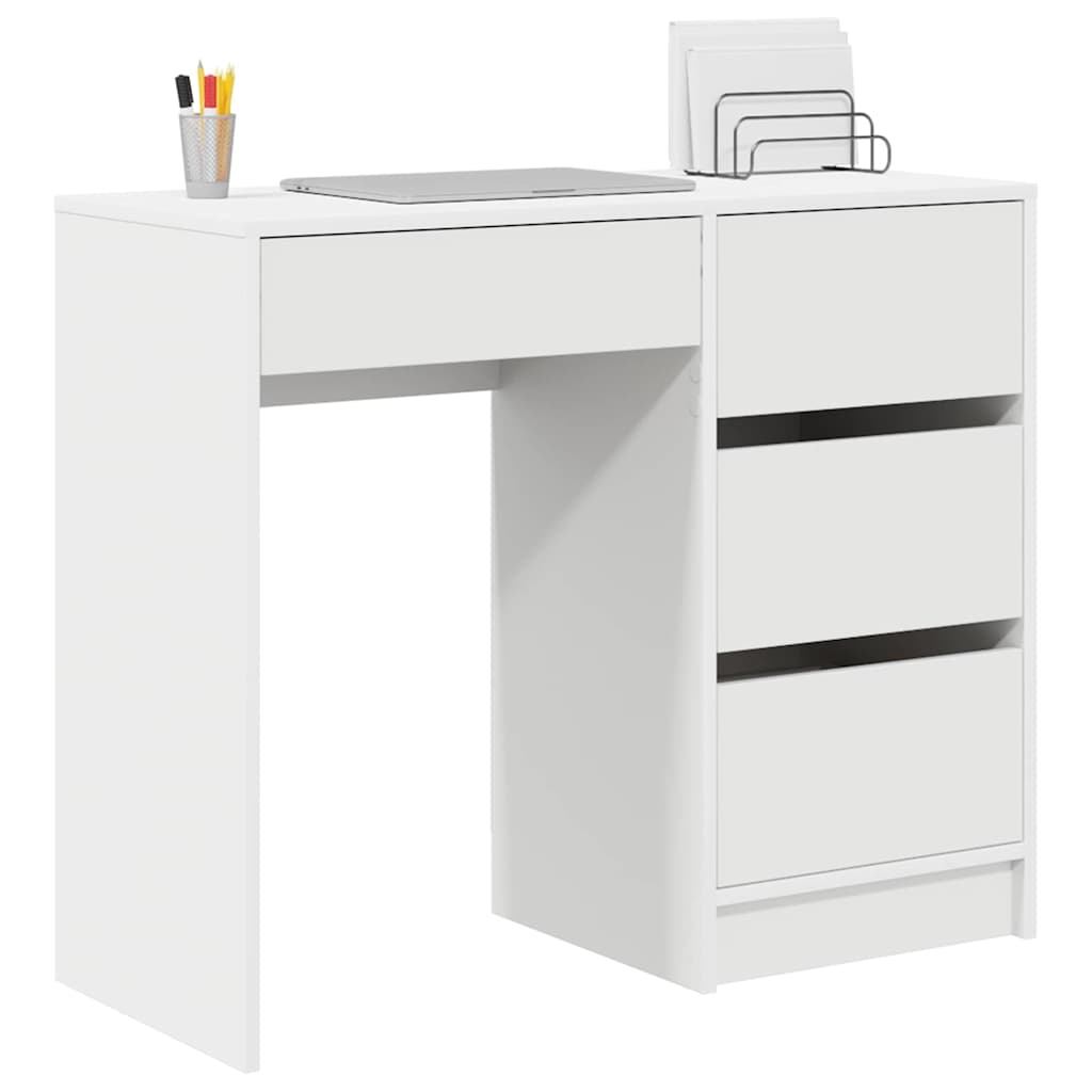 Desk with Drawer White 90 x 37.5 x 75 cm Engineered Wood