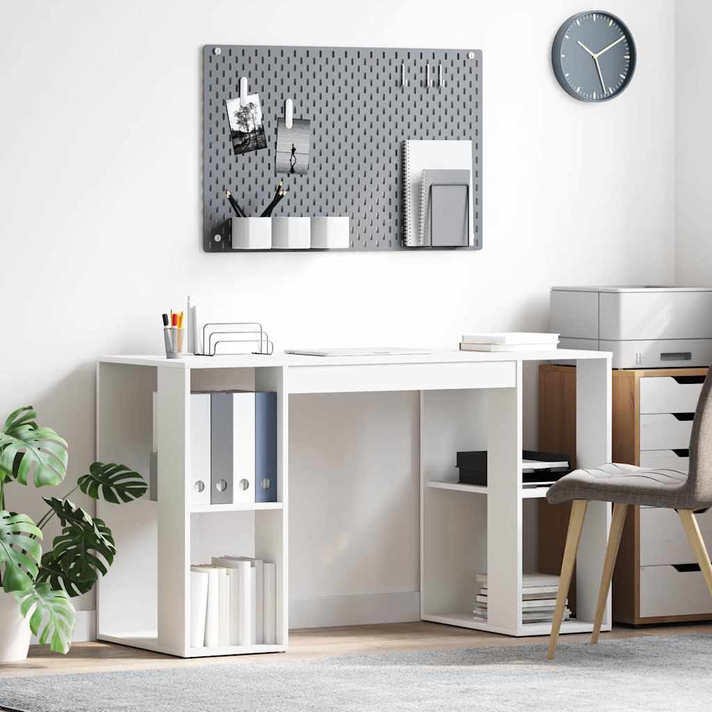 Desk with Shelf White 130 x 50.5 x 75 cm Engineered Wood