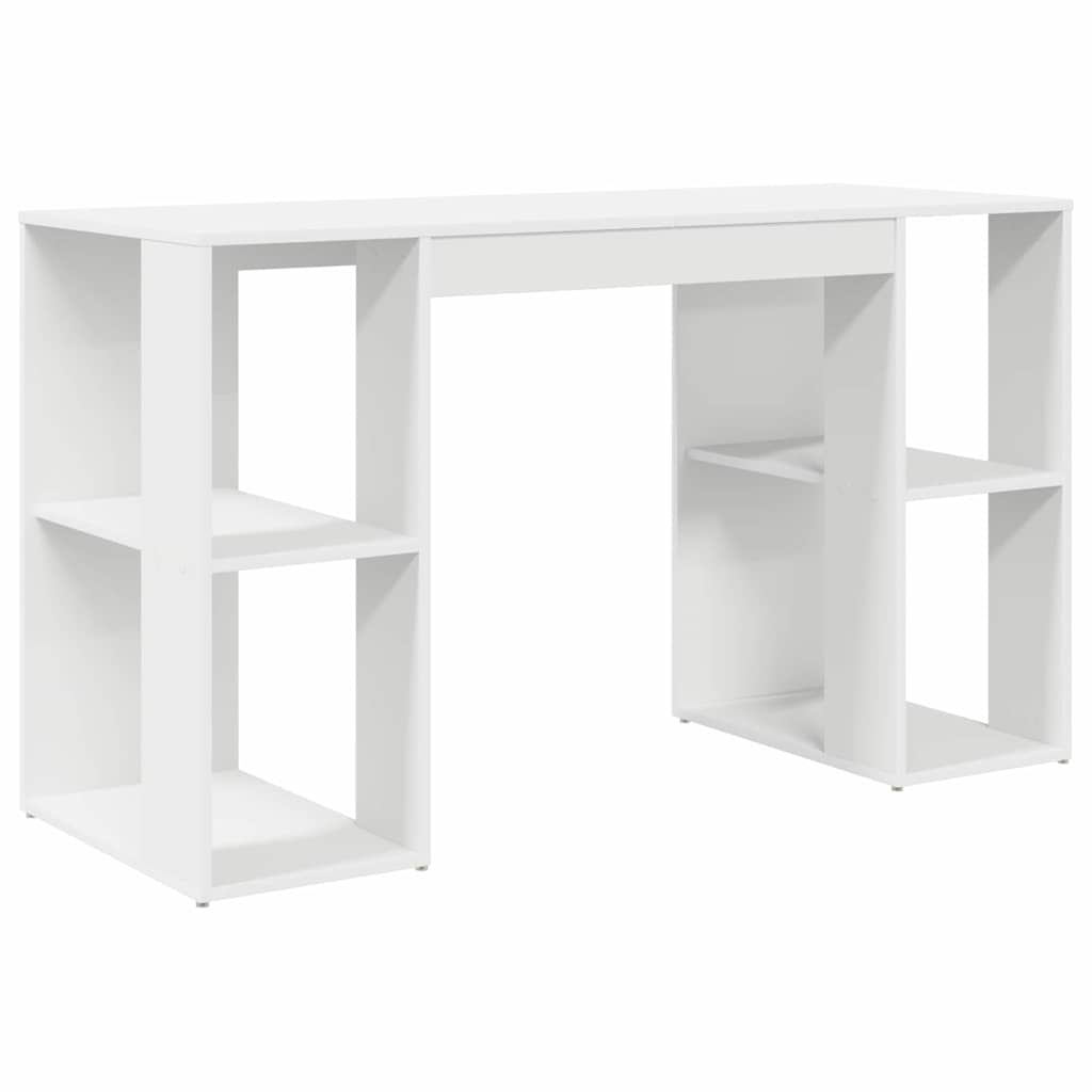 Desk with Shelf White 130 x 50.5 x 75 cm Engineered Wood