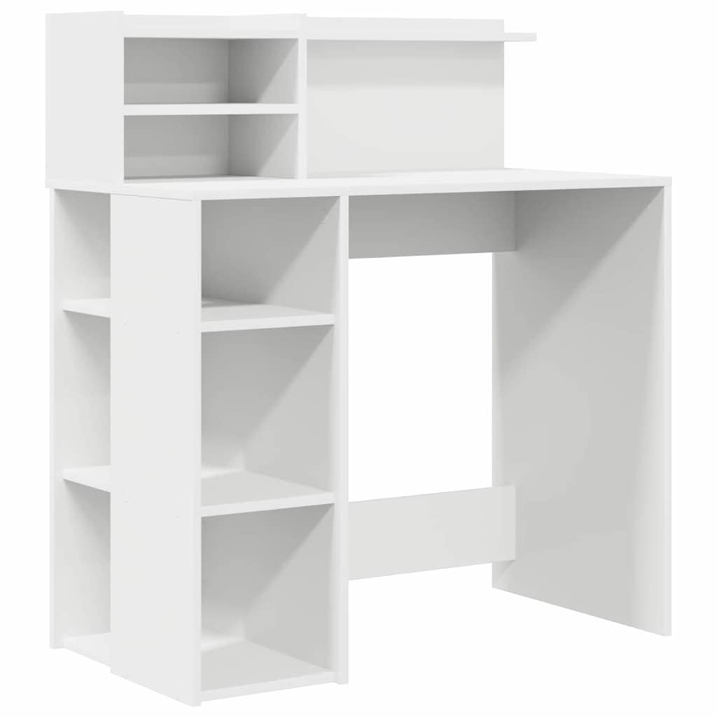 Desk with Shelf White 90 x 48 x 101,5 cm Engineered Wood