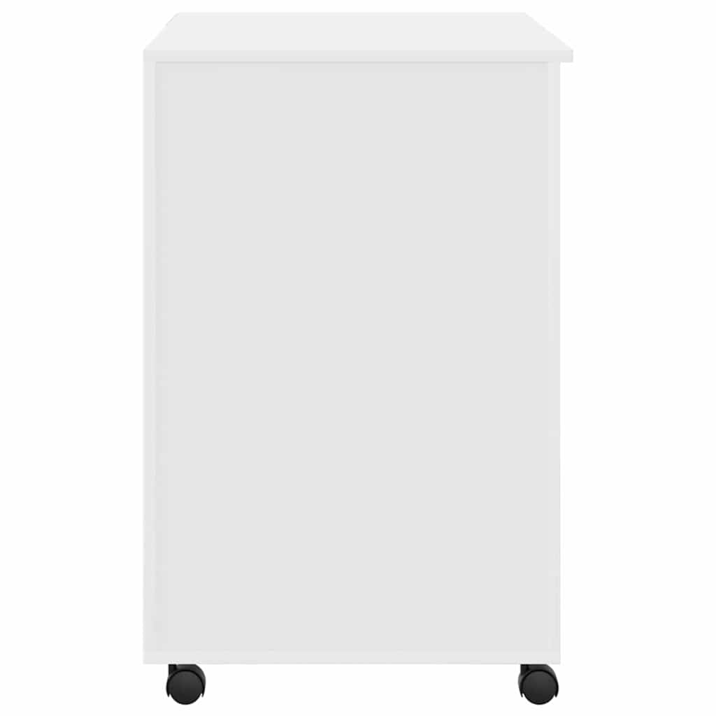 Desk with Wheels White Engineered Wood 91 x 50 x 77 cm