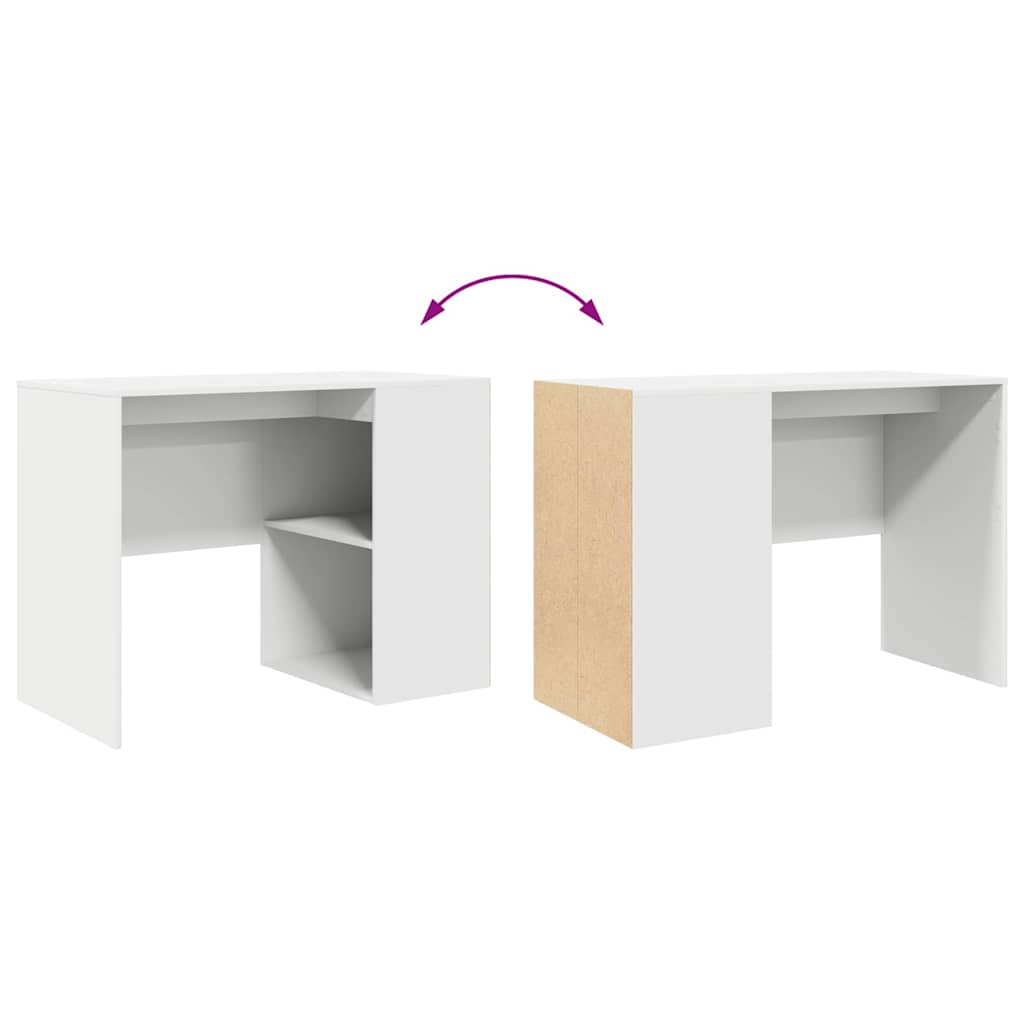 Desk with Shelf White 102 x 50 x 75 cm Engineered Wood