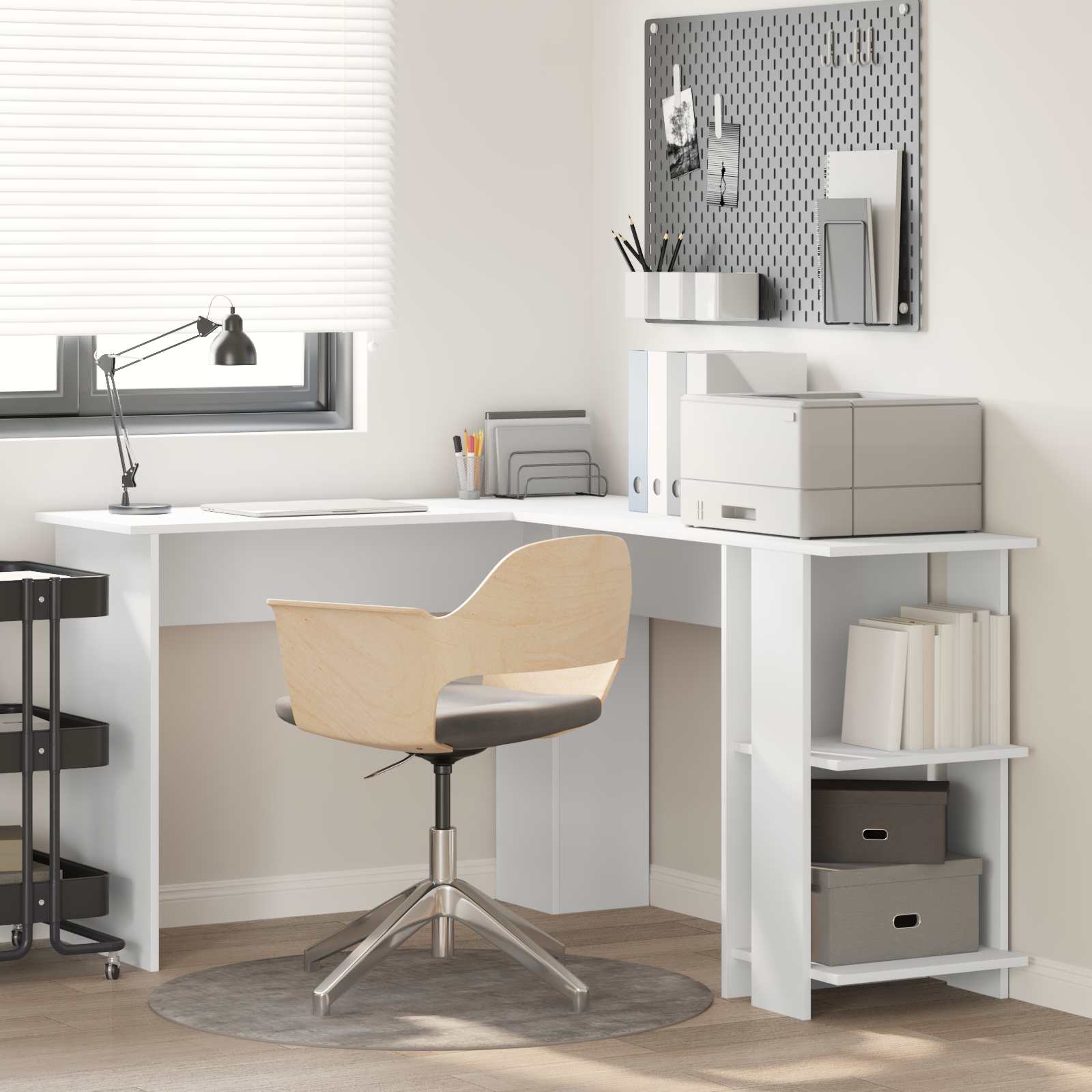 Corner Desk White Engineered Wood 140 x 113,5 x 75 cm