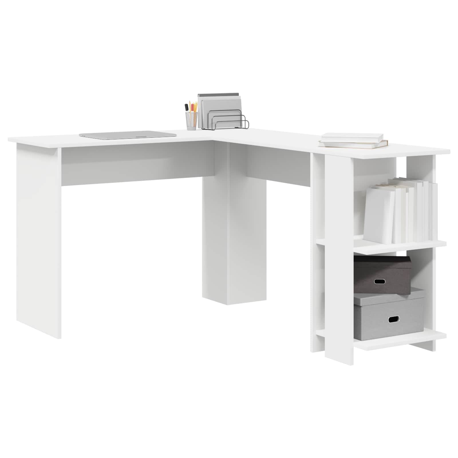 Corner Desk White Engineered Wood 140 x 113,5 x 75 cm