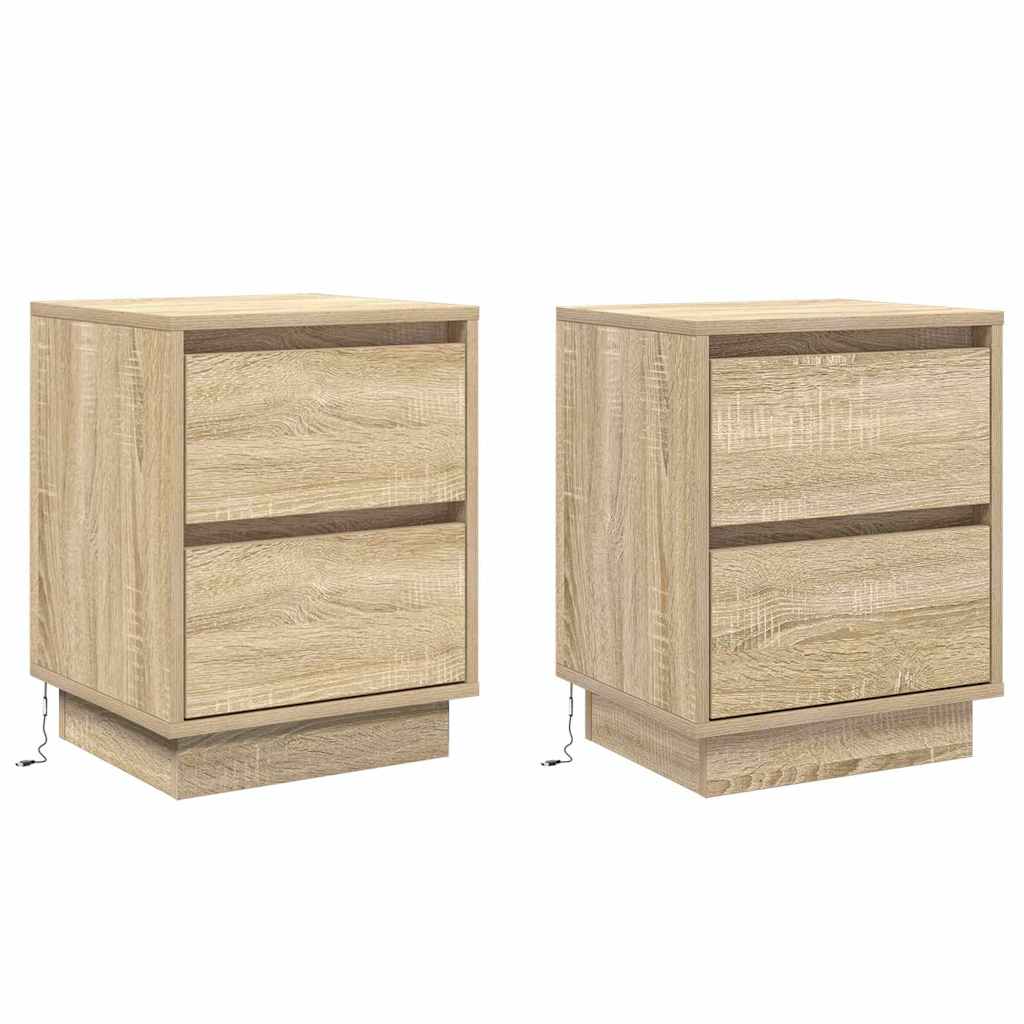 Bedside Cabinet with Drawer 2 pcs Sonoma Oak 39 x 34,5 x 50 cm