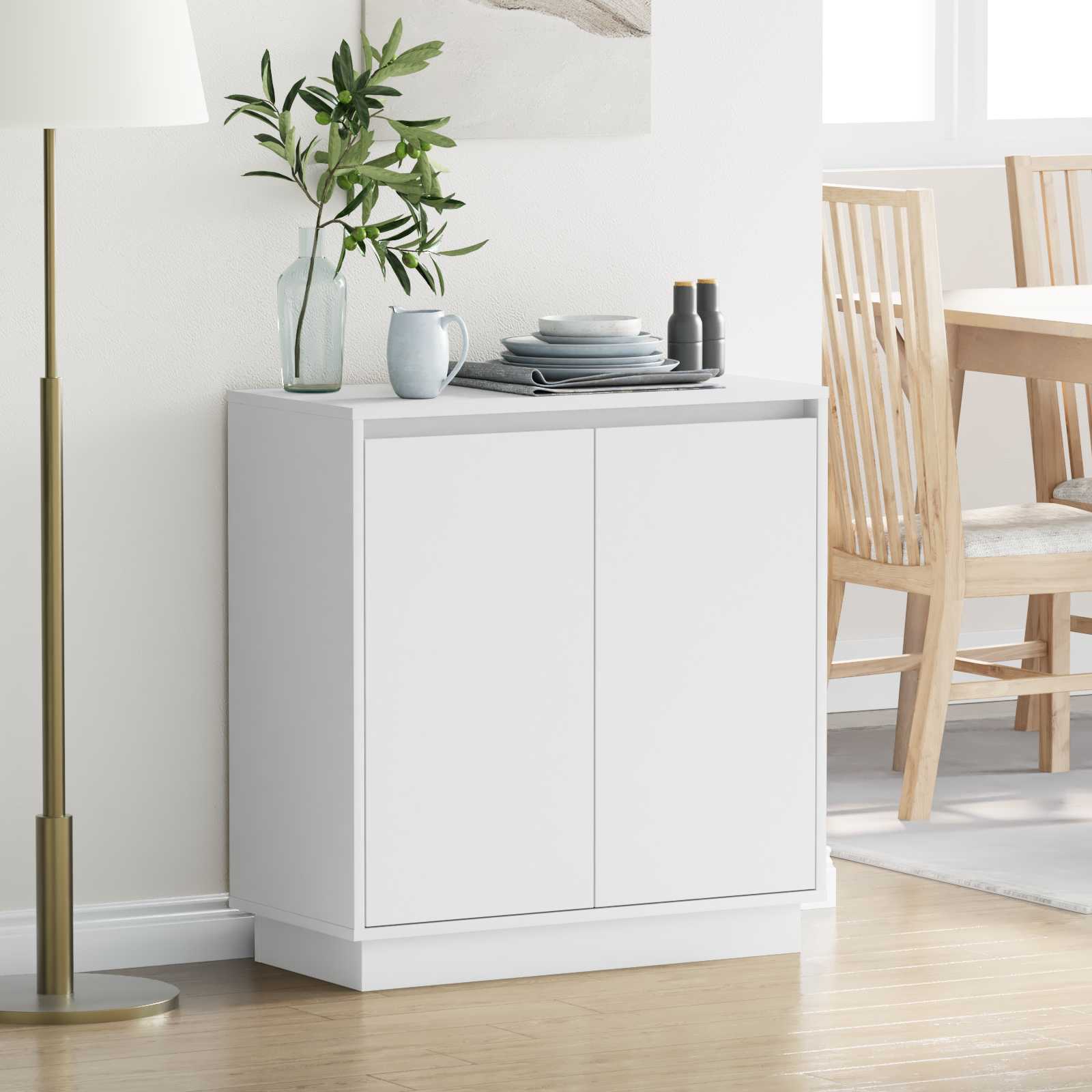 LED Sideboard for White 71 x 34,5 x 75 cm Engineered Wood
