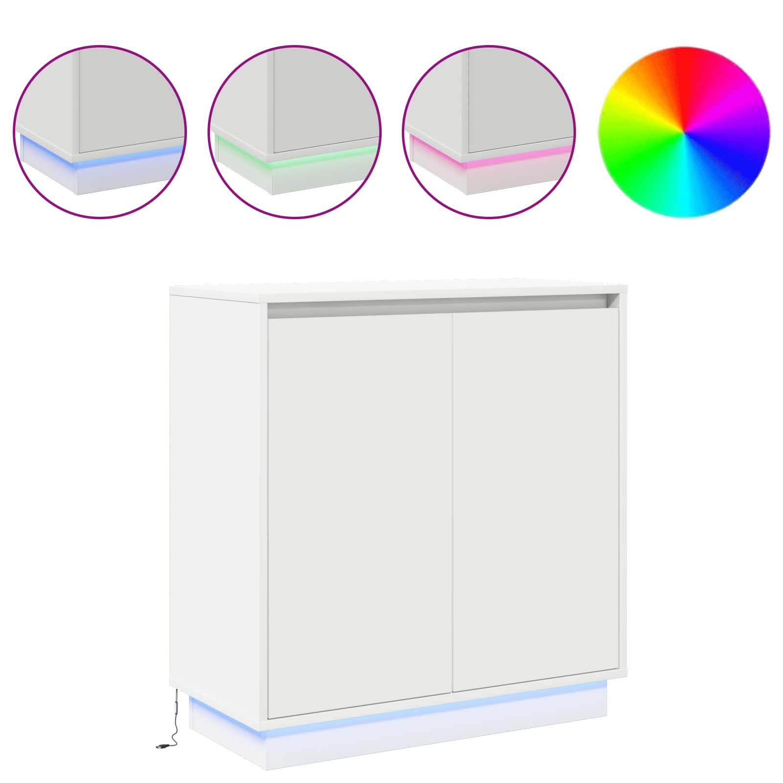 LED Sideboard for White 71 x 34,5 x 75 cm Engineered Wood