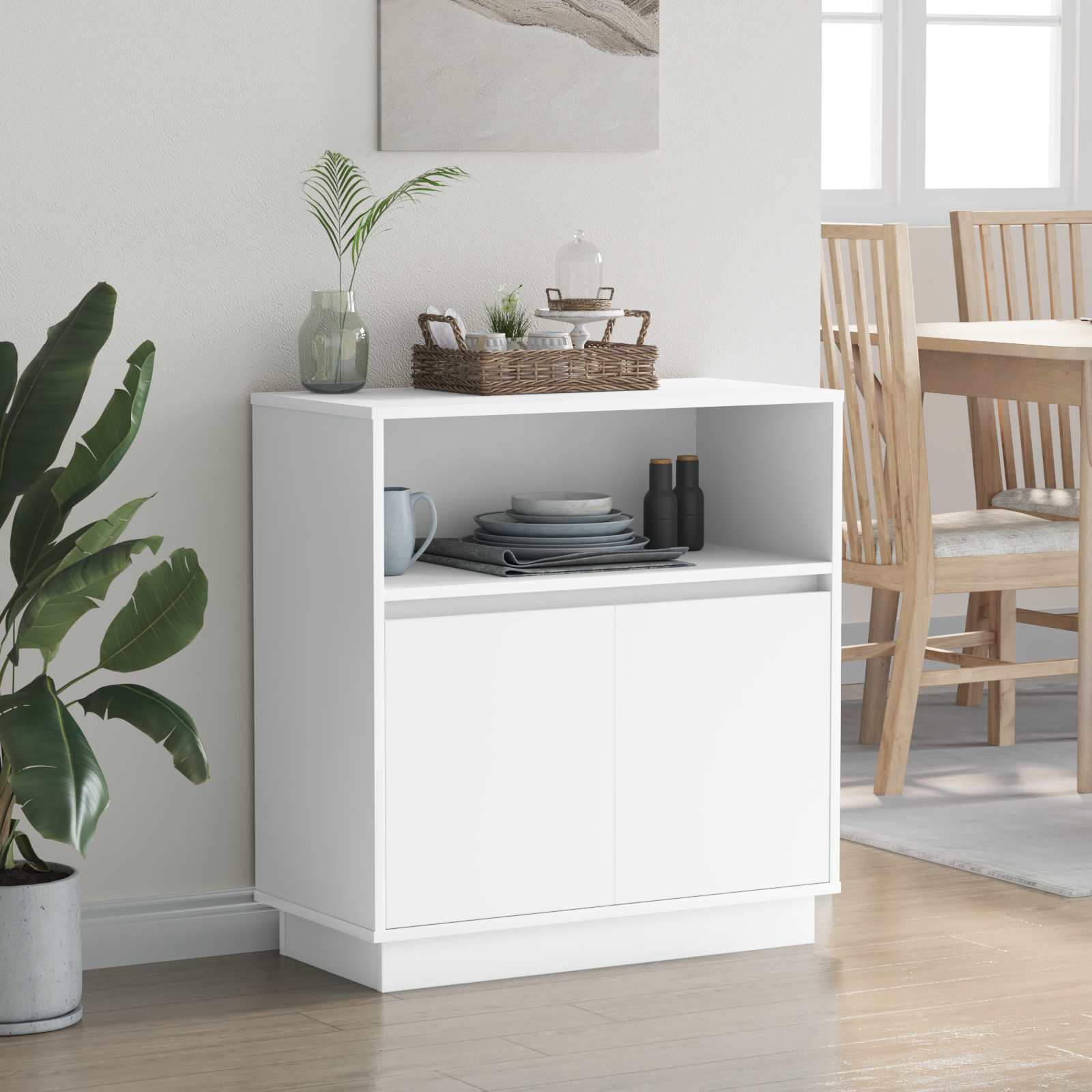 LED Sideboard White 71 x 34,5 x 75 cm Engineered Wood