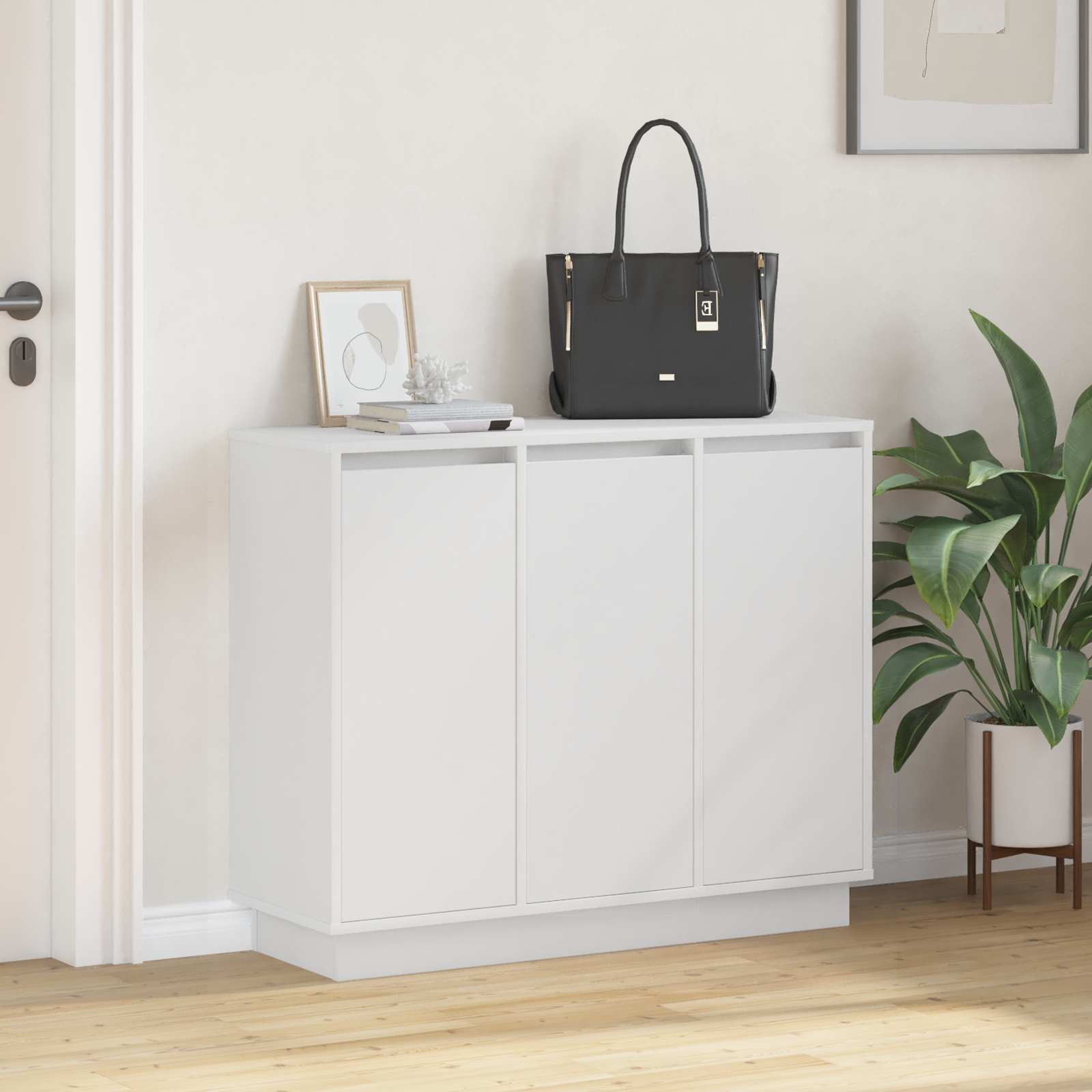 LED Sideboard White 90 x 32 x 75 cm Engineered Wood
