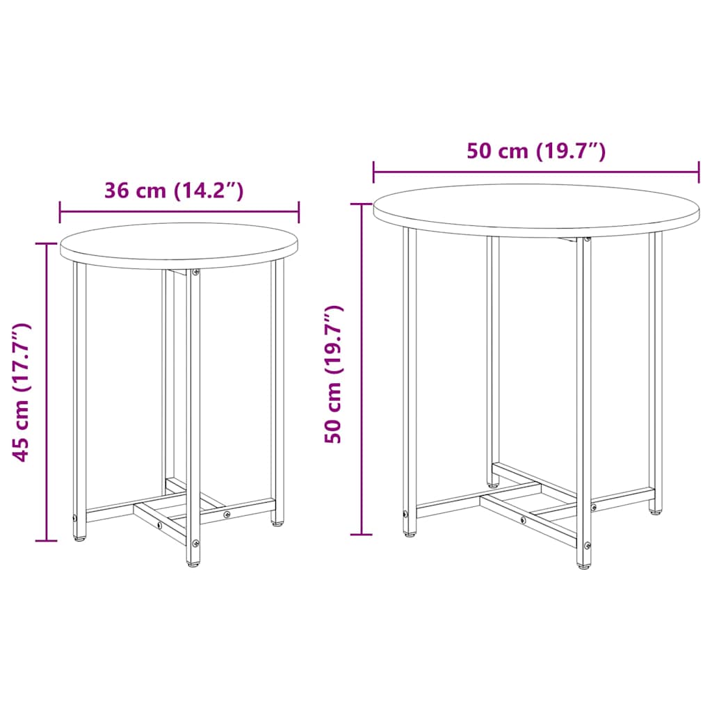Side Table Set 2 pcs Black Oak