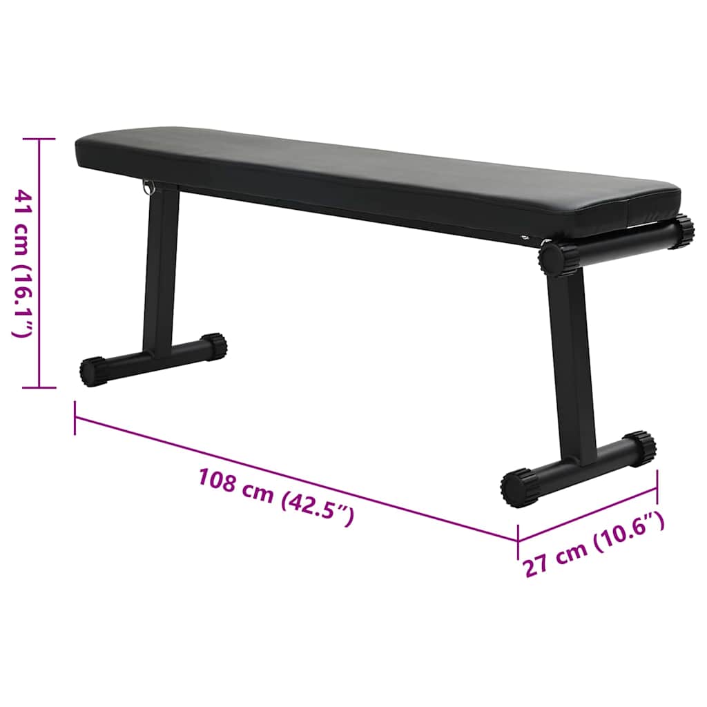 Weight Bench Folding Black 108 x 27 x 41 cm Powder-Coated Steel