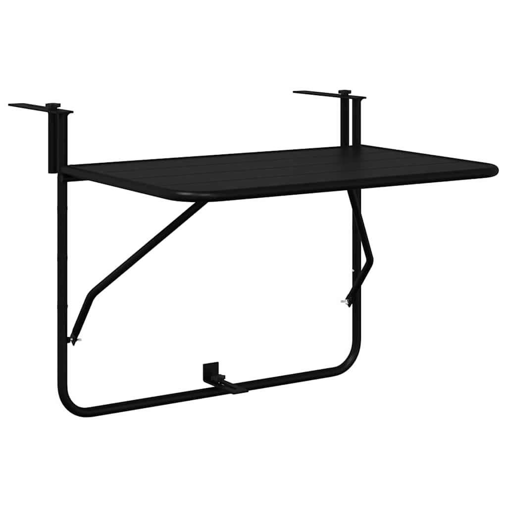 Hanging Balcony Table Folding Black 60 x 39 x 65 cm Steel