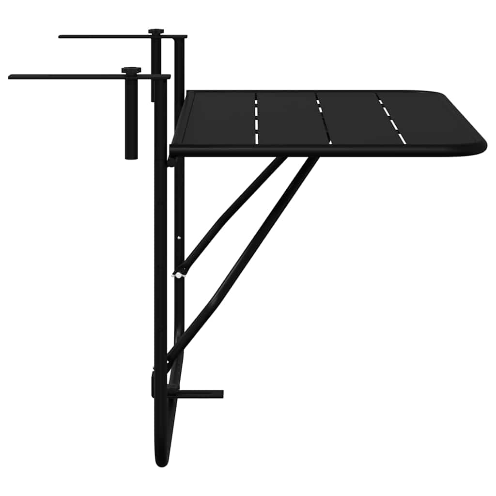 Hanging Balcony Table Folding Black 60 x 39 x 65 cm Steel