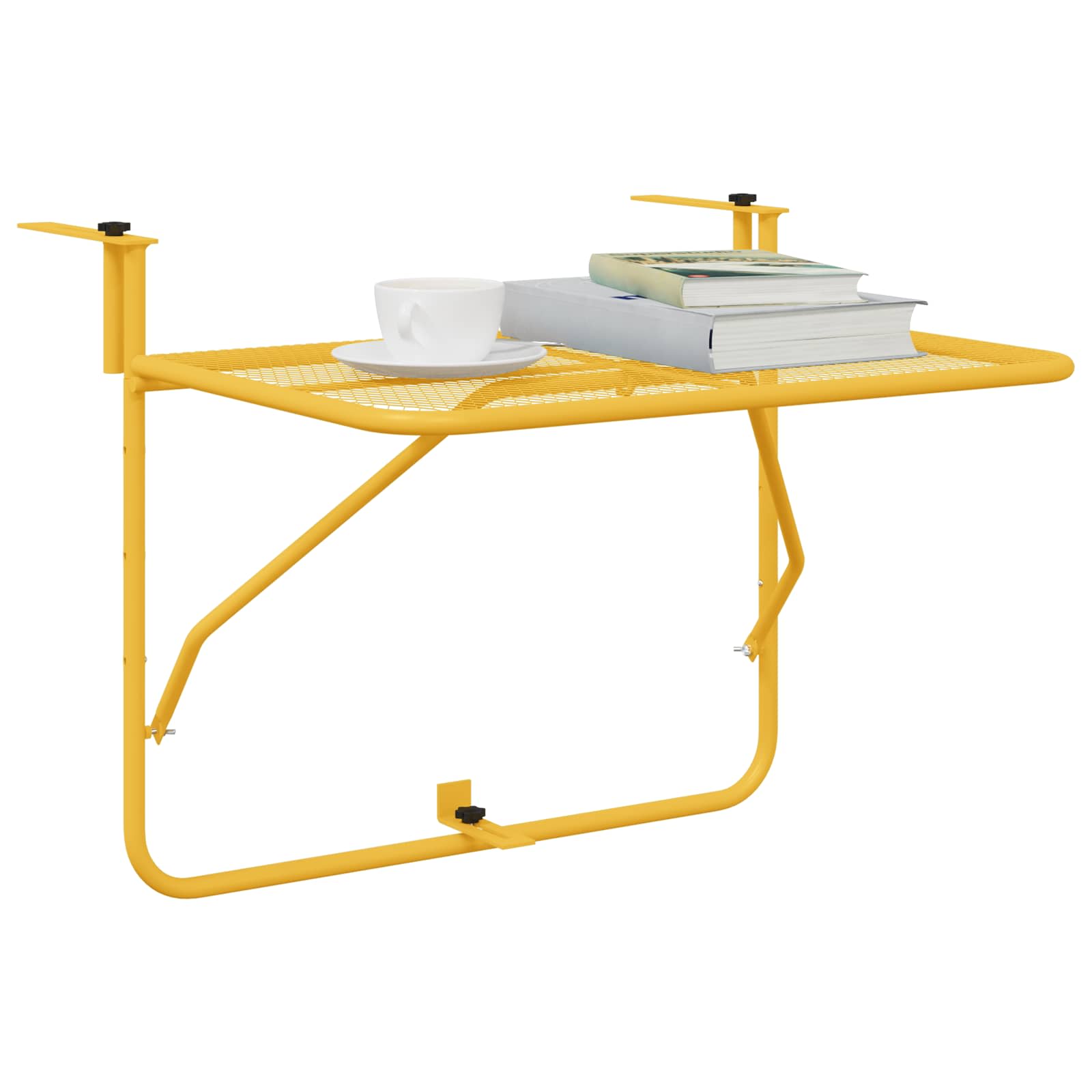 Hanging Balcony Table Folding Mustard 60 x 39 x 65 cm Steel