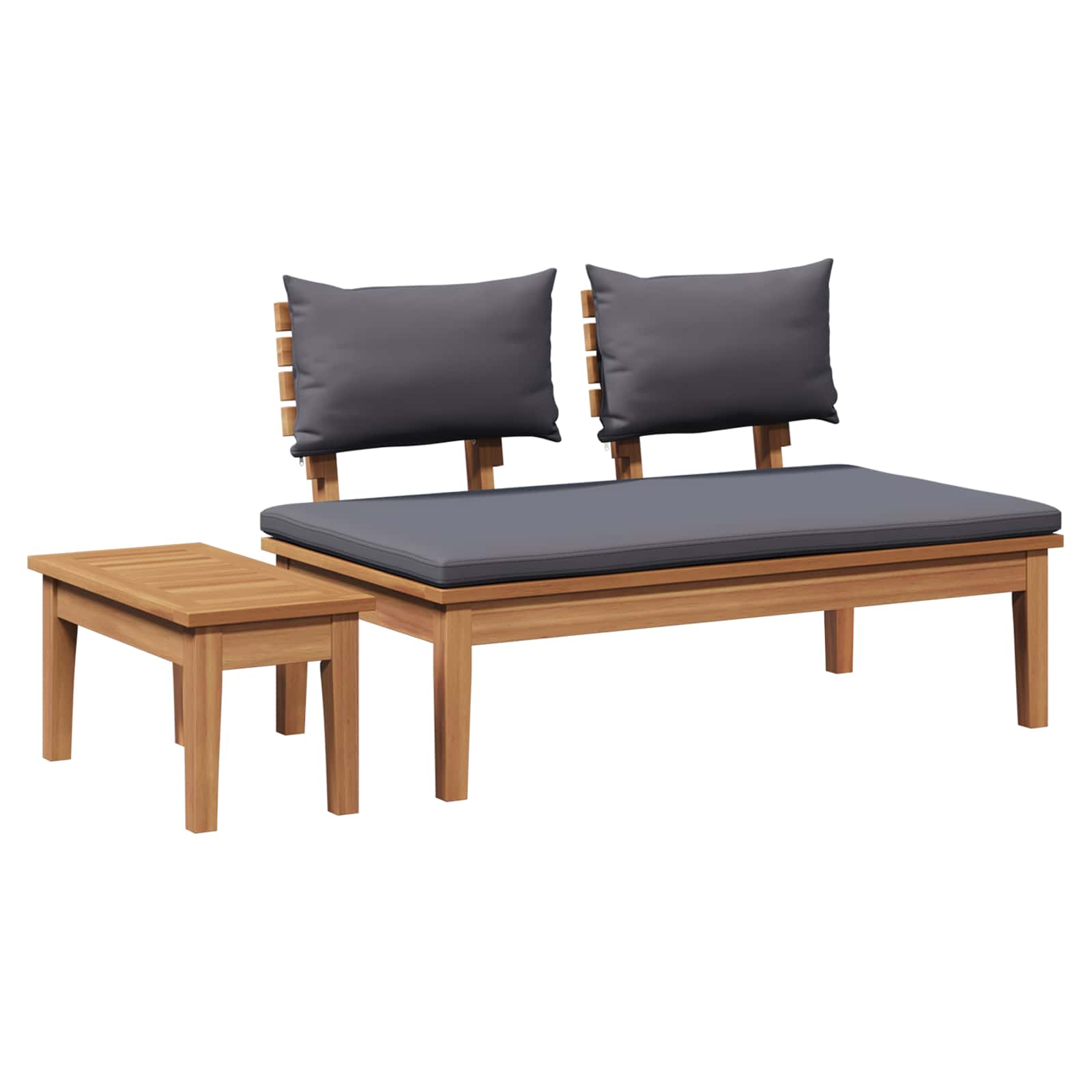 Garden Bench and Table Set 2 pcs Grey and Brown Solid Teak wood