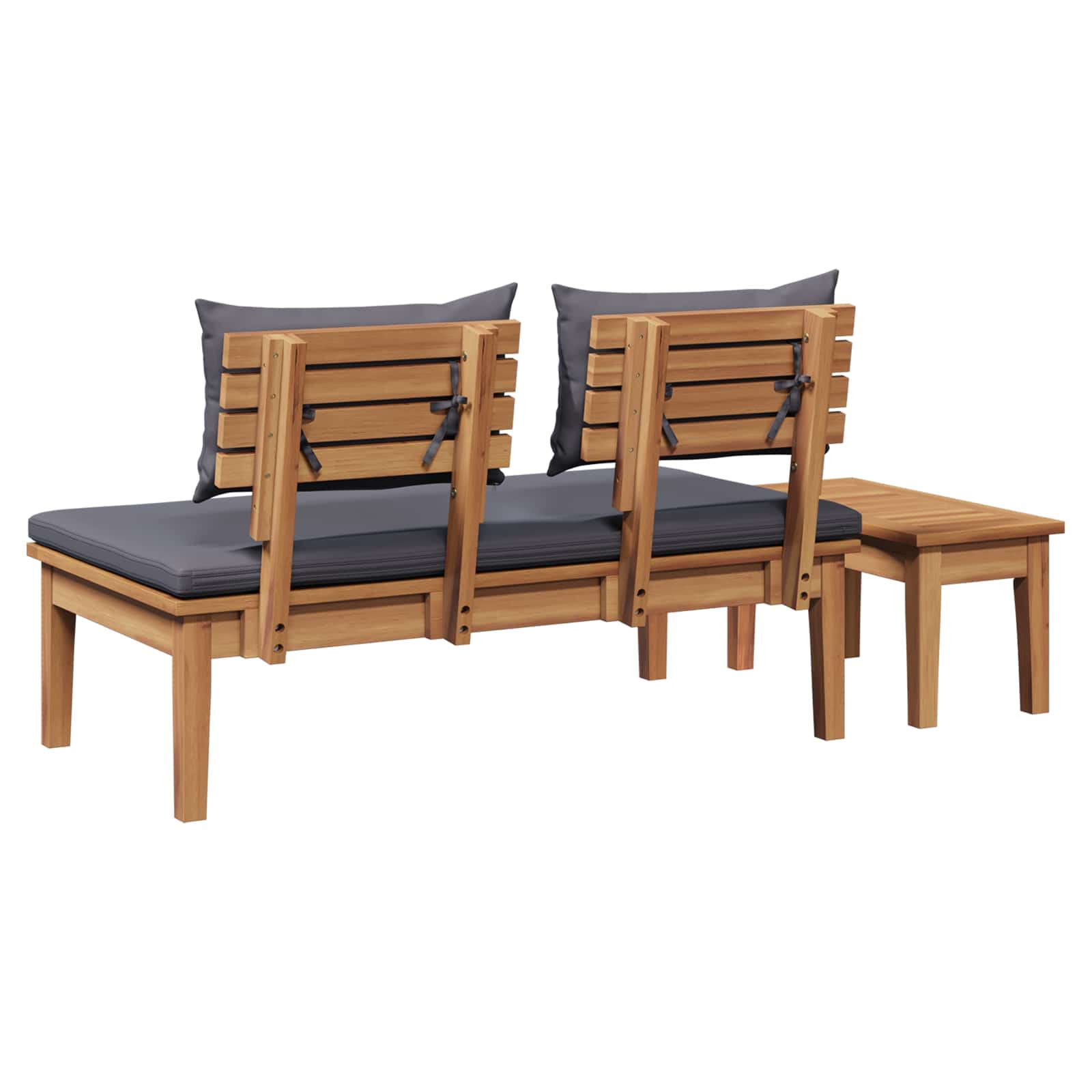 Garden Bench and Table Set 2 pcs Grey and Brown Solid Teak wood