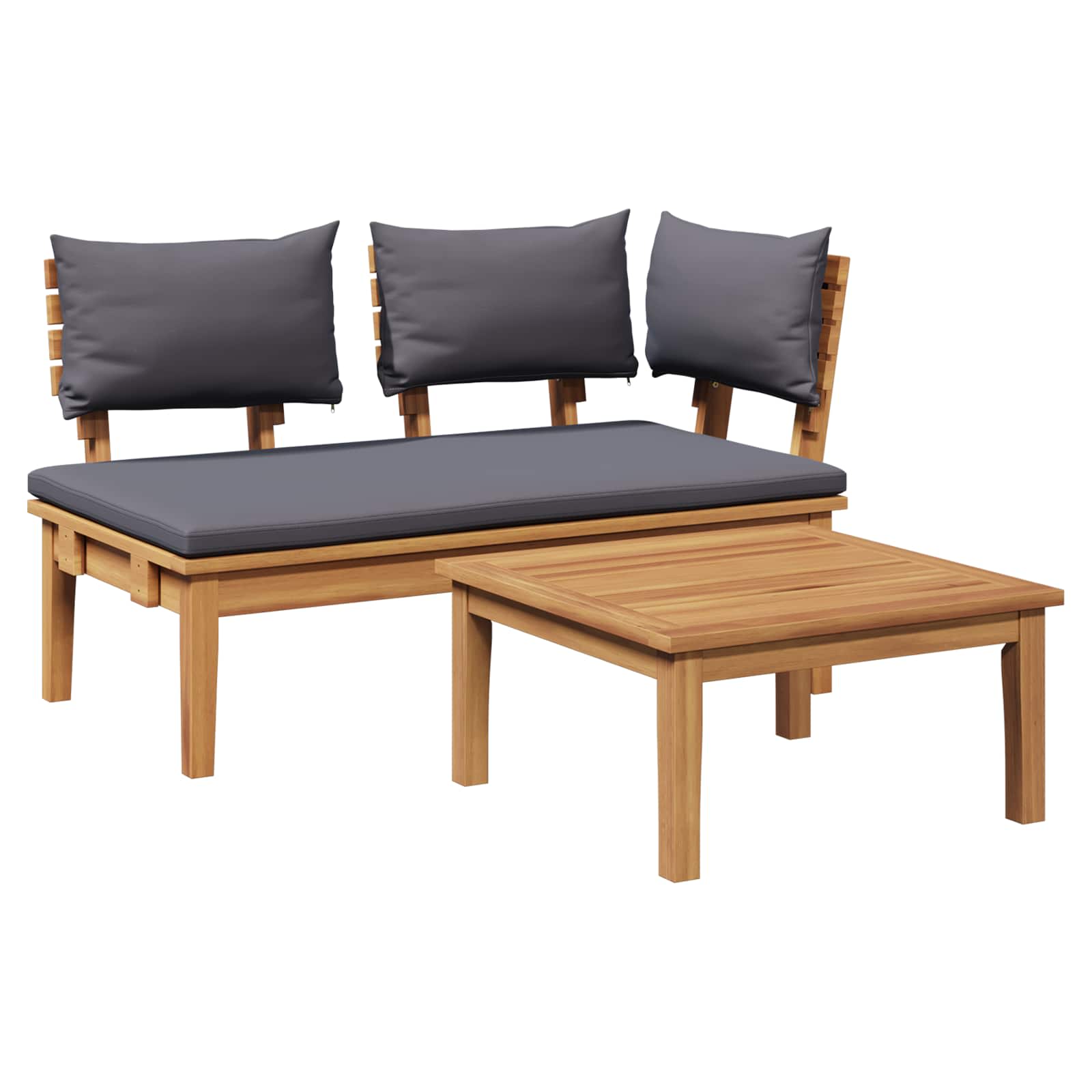 Garden Bench and Table Set 2 pcs Grey and Brown Solid Teak wood