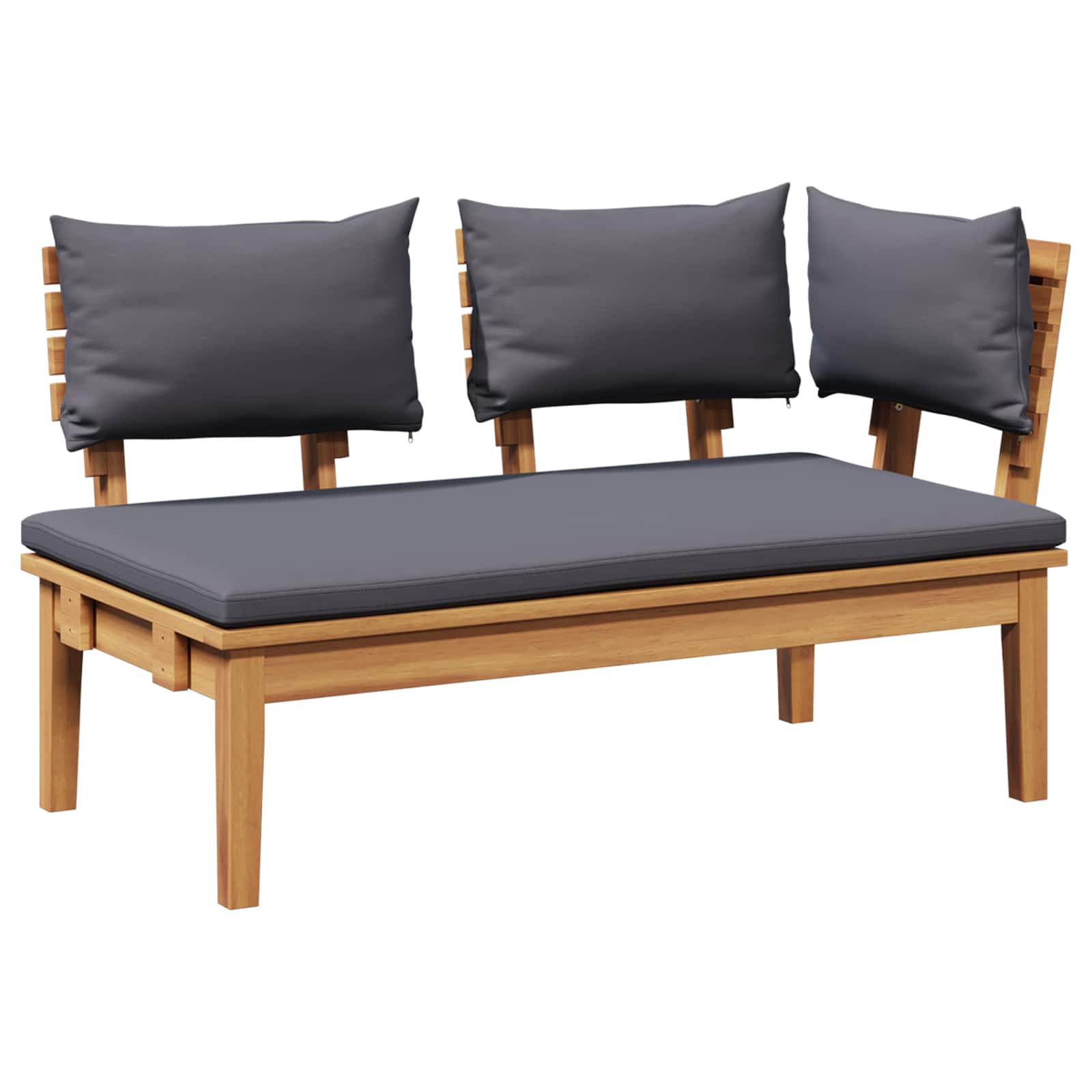 Garden Bench 2 pcs Grey and Brown Solid Teak wood
