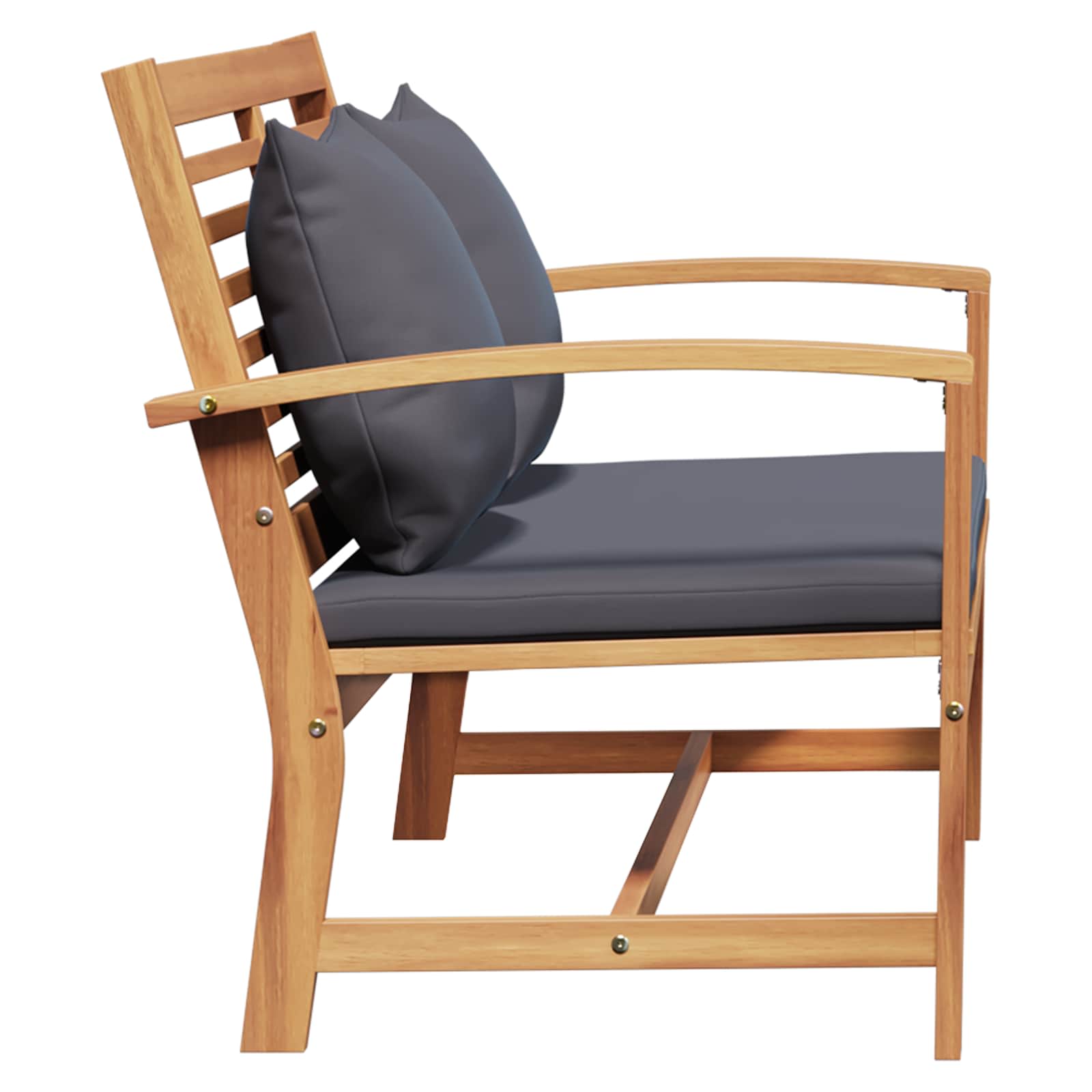 Garden Bench and Table Set with Cushion 2 Piece Solid Teak Wood
