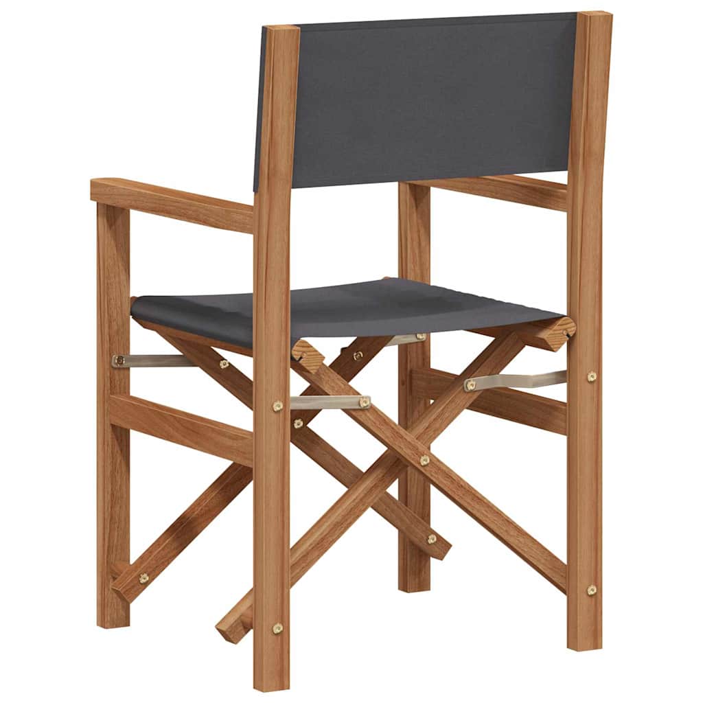 Folding Director's Chair Grey 55 x 54 x 85 cm Solid Teak Wood