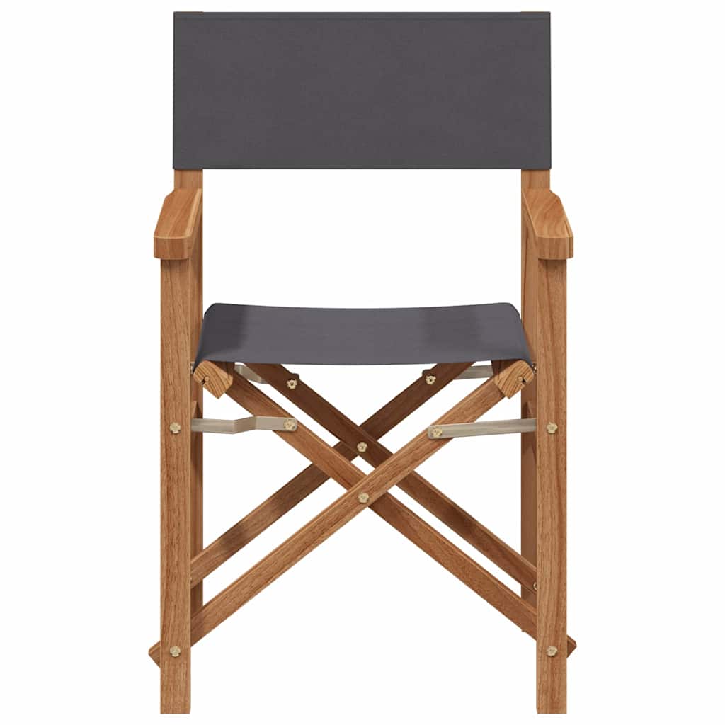 Folding Director's Chair Grey 55 x 54 x 85 cm Solid Teak Wood