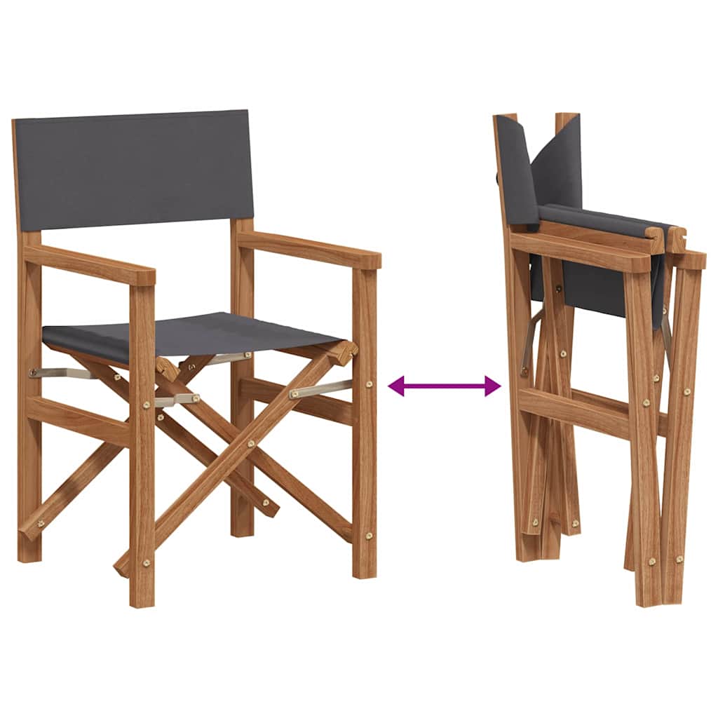 Folding Director's Chair Grey 55 x 54 x 85 cm Solid Teak Wood