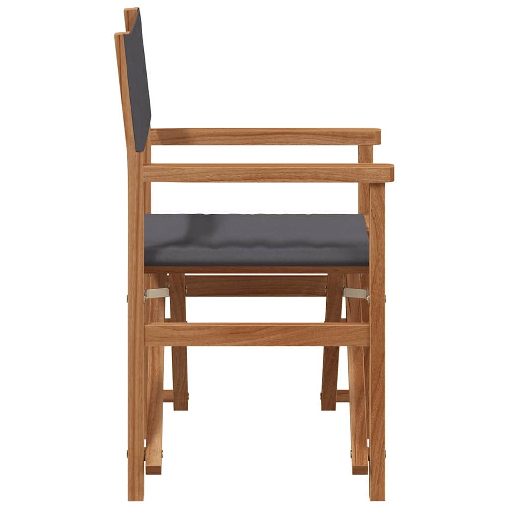 Folding Director's Chair Grey 55 x 54 x 85 cm Solid Teak Wood